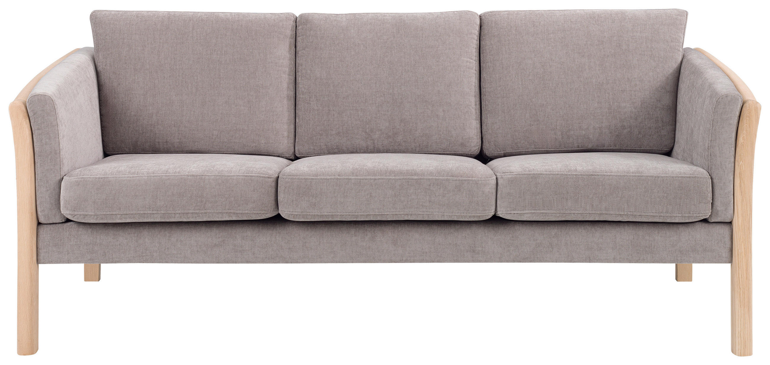 3-SITZER-SOFA Chenille Hellgrau  - Eichefarben/Hellgrau, Design, Holz/Textil (195/79/82cm)
