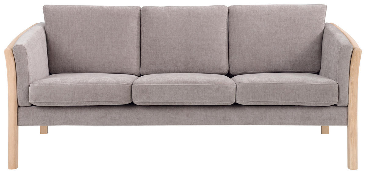 3-SITZER-SOFA Chenille Hellgrau  - Eichefarben/Hellgrau, Design, Holz/Textil (195/79/82cm)