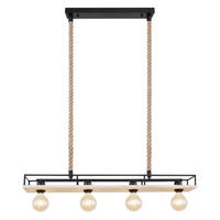HÄNGELEUCHTE 95/15/120 cm   - Schwarz/Braun, Basics, Naturmaterialien/Holz (95/15/120cm) - Globo