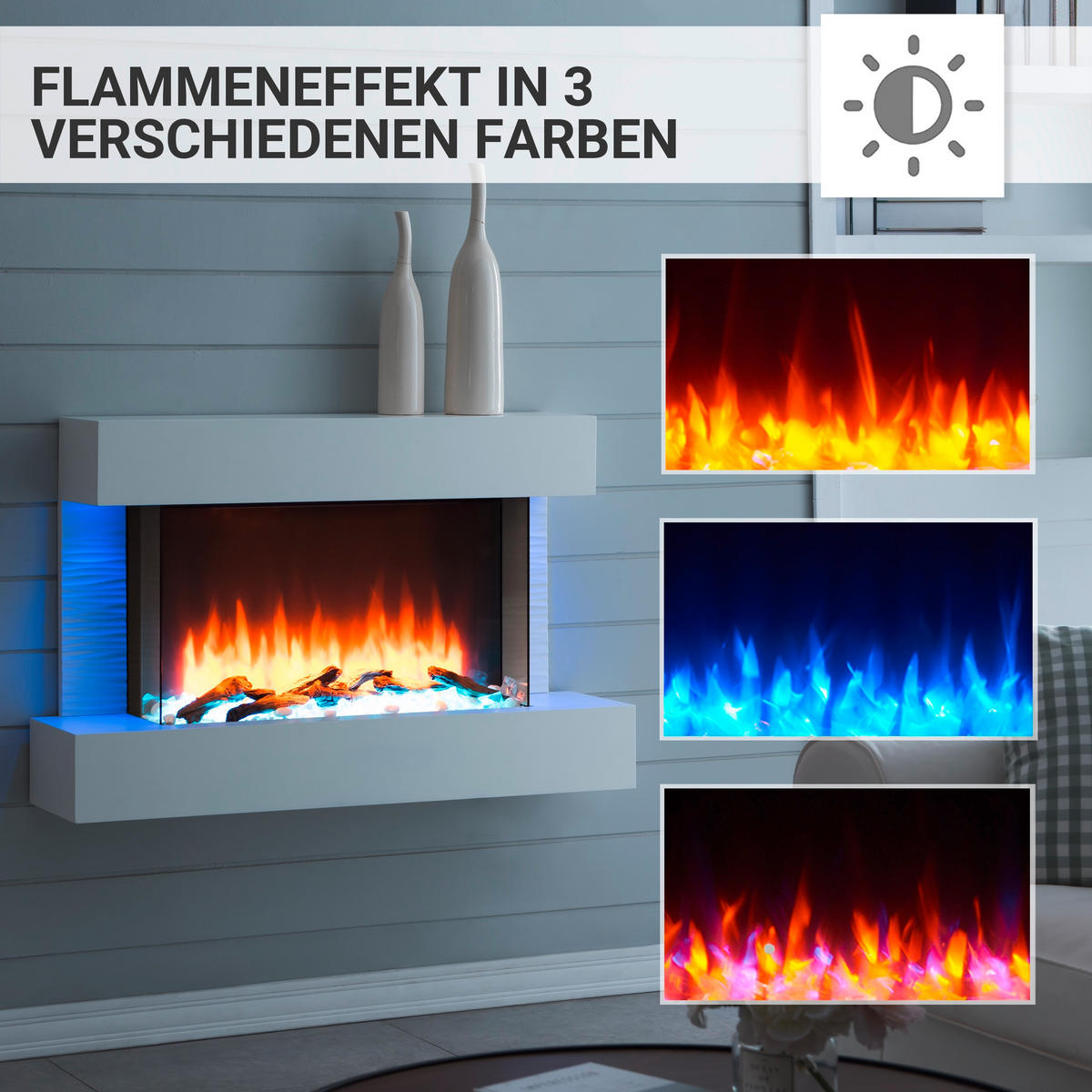 ELEKTROKAMIN - Weiß, Basics, Holzwerkstoff/Metall (100/63/24cm)