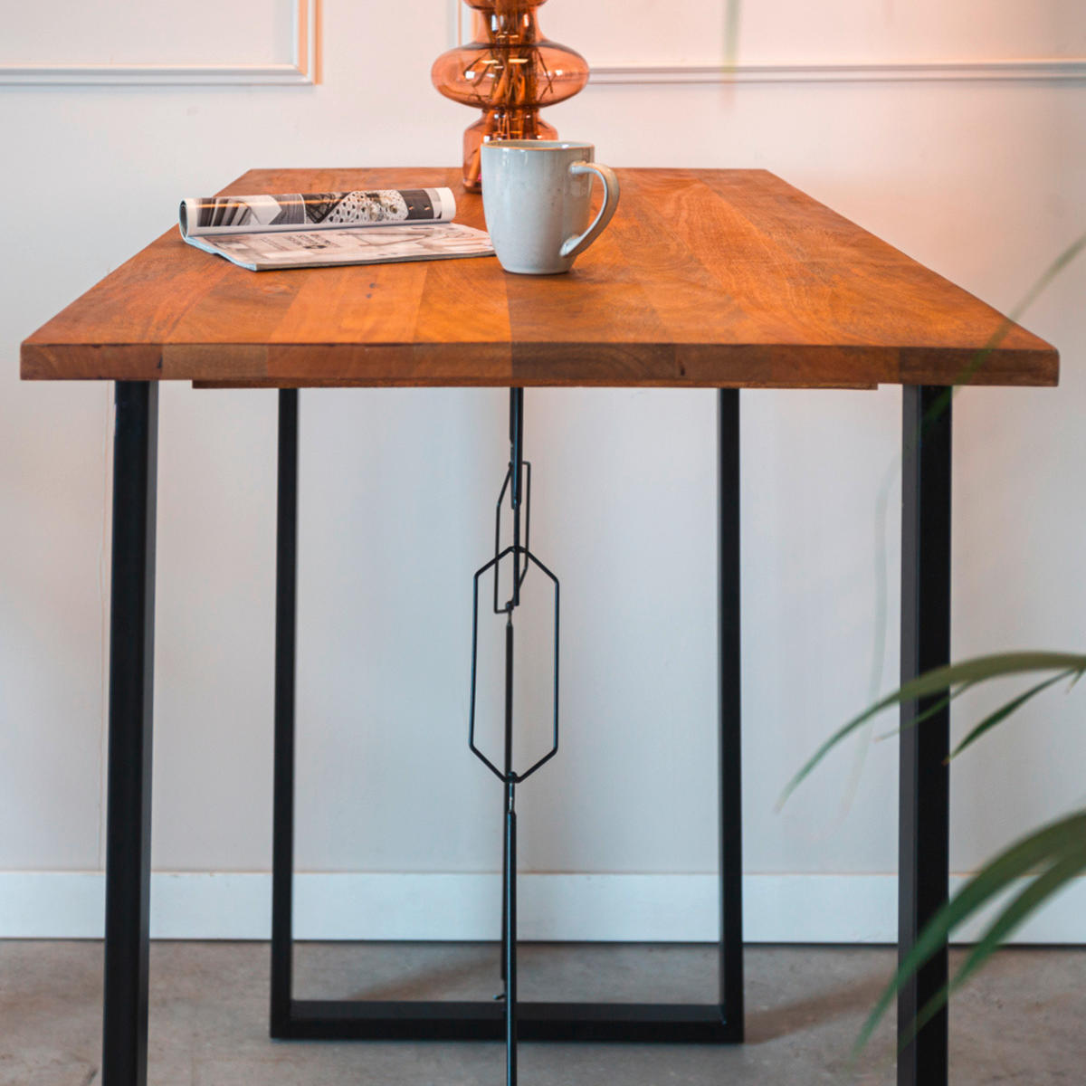 BARTISCH Mangoholz vollmassiv rechteckig Braun  - Schwarz/Braun, MODERN, Holz/Metall (130/70/110cm) - MID.YOU