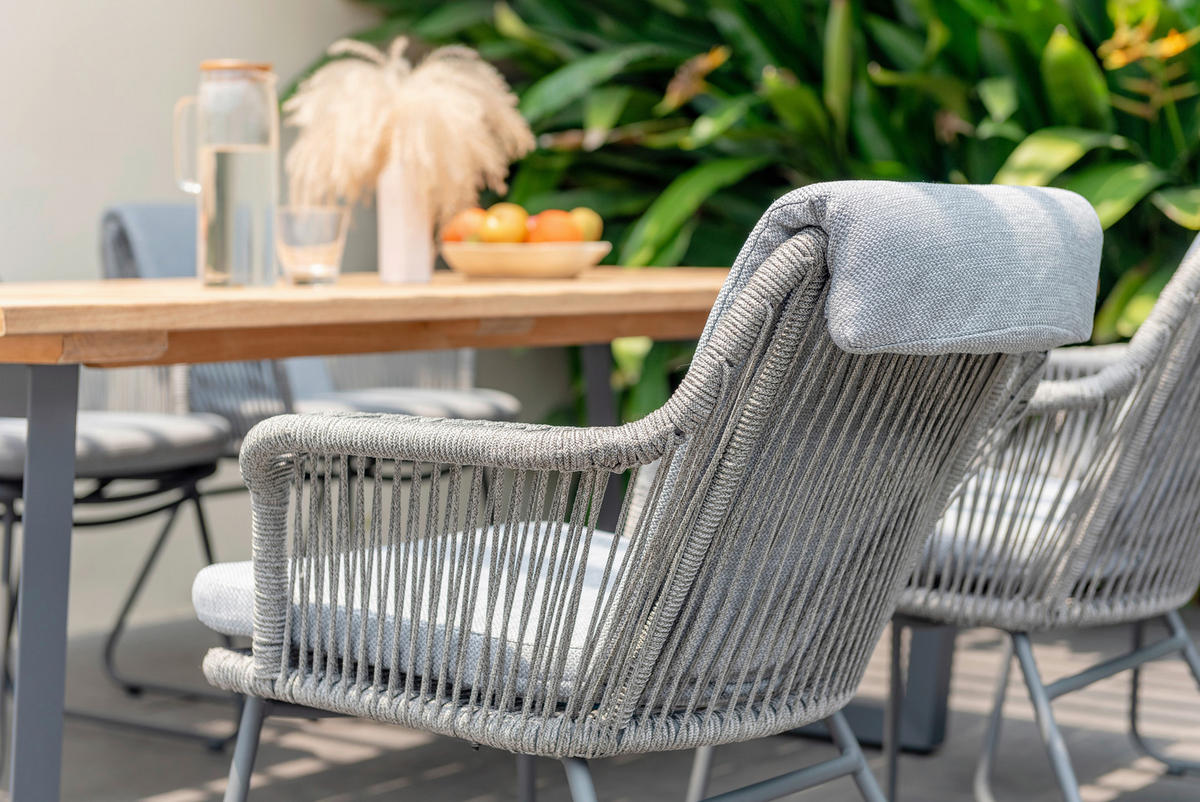 GARTENTISCH Holz, Metall Anthrazit, Teakfarben rechteckig  - Anthrazit/Teakfarben, MODERN, Holz/Metall (216/99/75cm) - Amatio