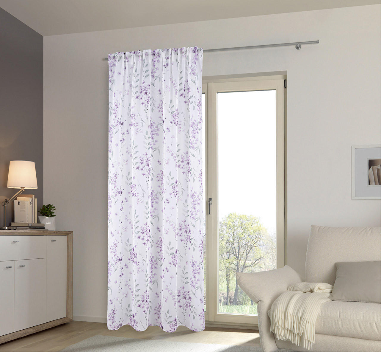 KÉSZFÜGGÖNY áttetsző  - ibolya, Trend, textil (140/245cm) - Esposa