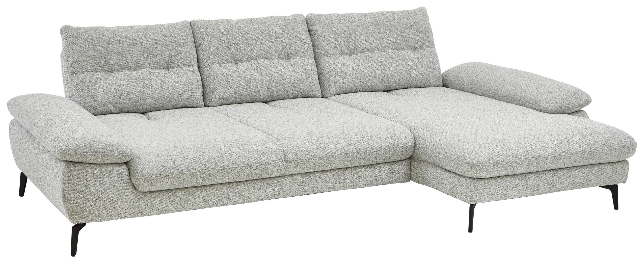 ECKSOFA Hellgrau Flachgewebe  - Hellgrau/Schwarz, Design, Textil/Metall (303/168cm) - Valdera