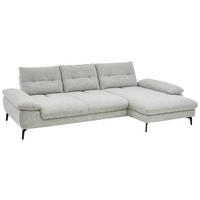 ECKSOFA Hellgrau Flachgewebe  - Hellgrau/Schwarz, Design, Textil/Metall (303/168cm) - Valdera