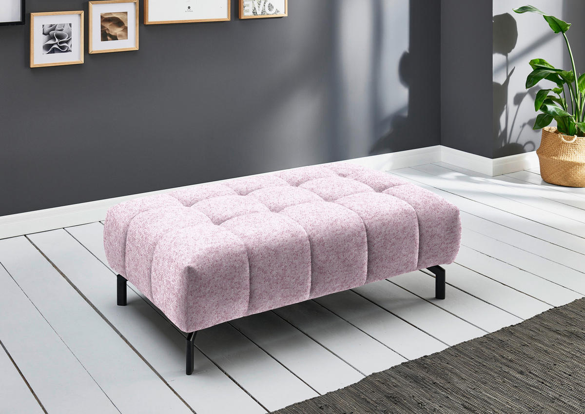 ECKSOFA in Chenille Rosa  - Schwarz/Rosa, Design, Textil/Metall (329/190cm) - Beldomo Style