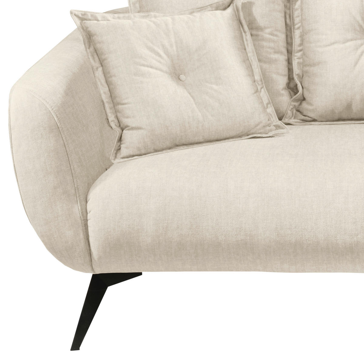 2,5-SITZER in Velours Beige, Schwarz  - Beige/Schwarz, Modern, Textil/Metall (196/94/103cm) - Livetastic