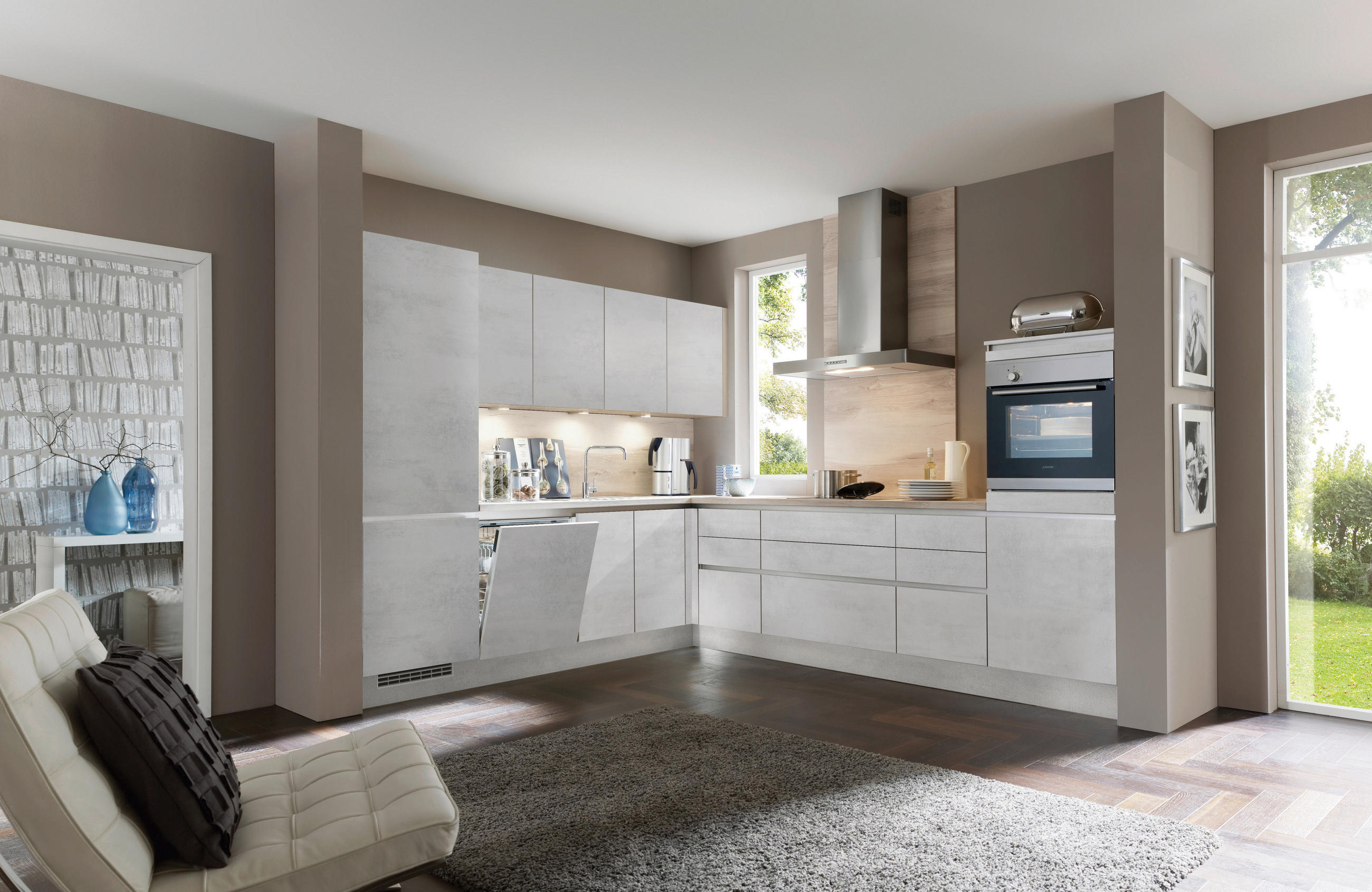 EINBAUKÜCHE 371  - Hellgrau, Design, Holzwerkstoff - Celina