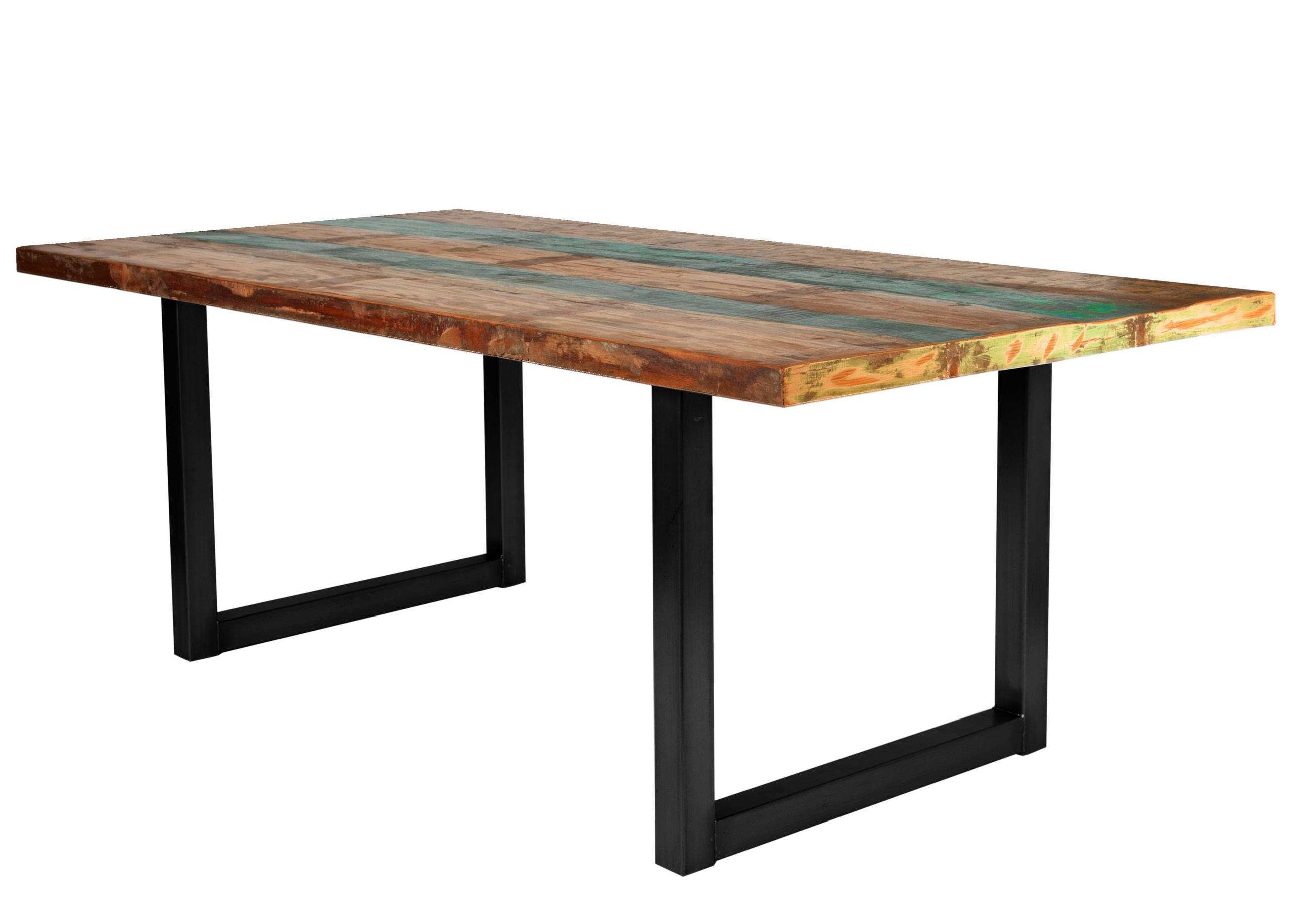 ESSTISCH 160/85/76,5 cm Echtholz  Holz, Metall rechteckig Multicolor, Schwarz  - Multicolor/Schwarz, MODERN, Holz/Metall (160/85/76,5cm) - MID.YOU