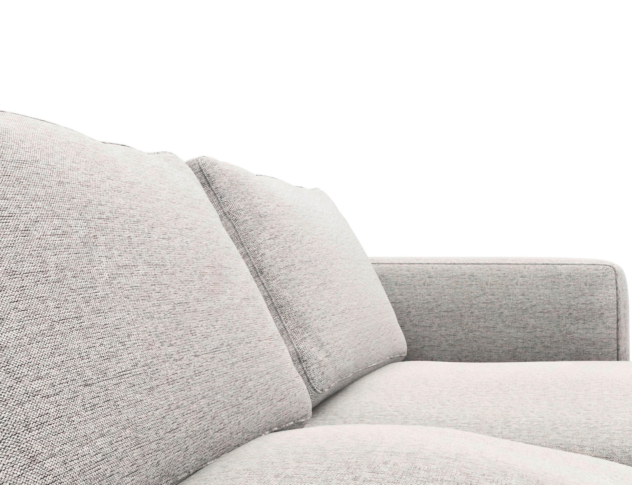 WOHNLANDSCHAFT Hellgrau Webstoff, Flachgewebe  - Hellgrau/Schwarz, Design, Textil/Metall (206/376/148cm) - Livetastic