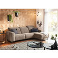 ECKSOFA in Cord Taupe  - Taupe/Schwarz, KONVENTIONELL, Textil/Metall (266/180cm) - Hom`in