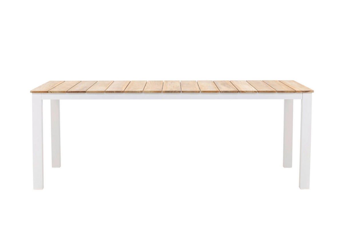 GARTENTISCH Holz, Metall Weiß, Beige rechteckig  - Beige/Weiß, MODERN, Holz/Metall (210/100/75cm) - Gardenson