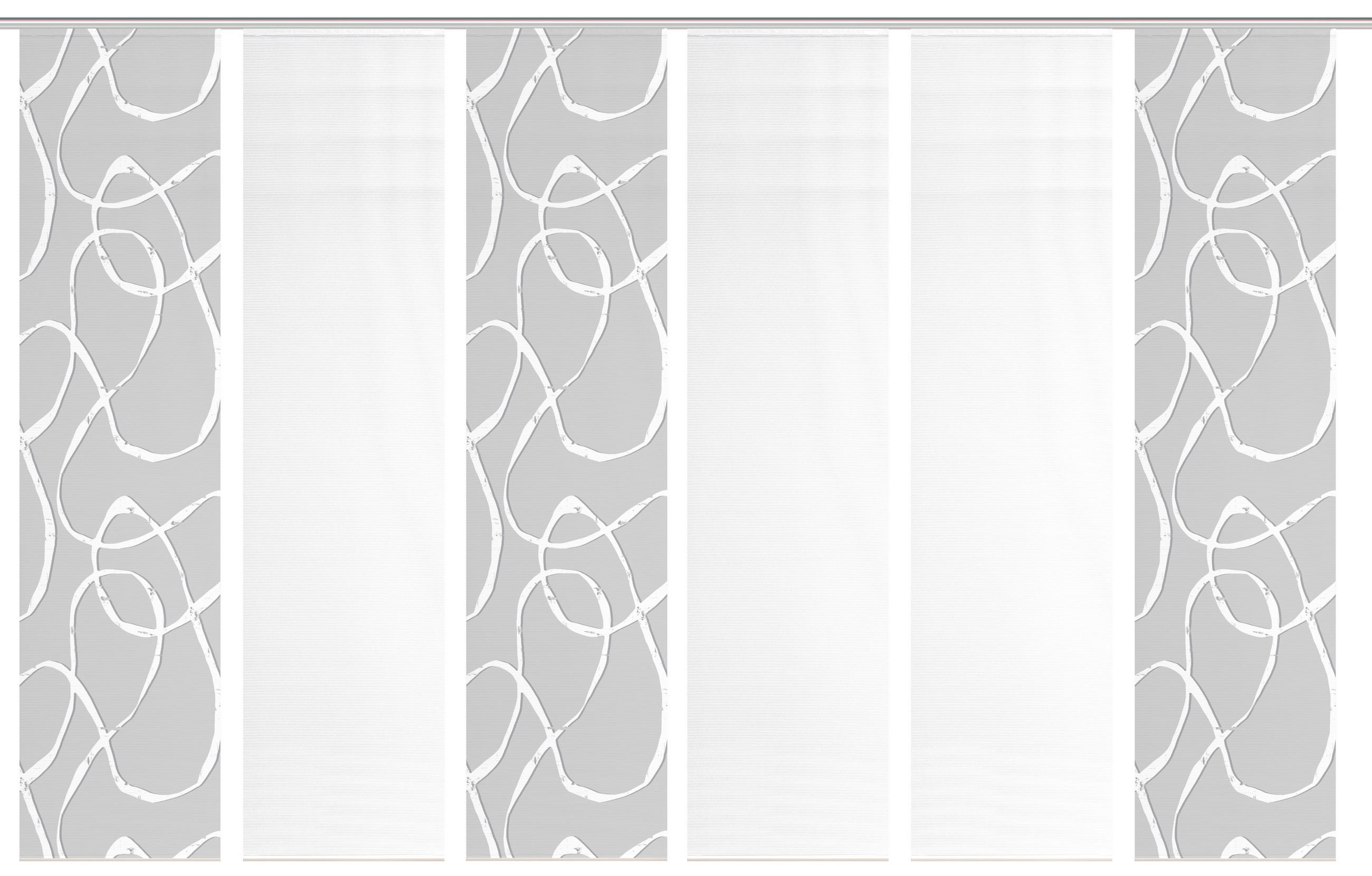 FLÄCHENVORHANG  6 Stück  blickdicht  60/260 cm   - Hellgrau/Weiß, KONVENTIONELL, Textil (60/260cm)