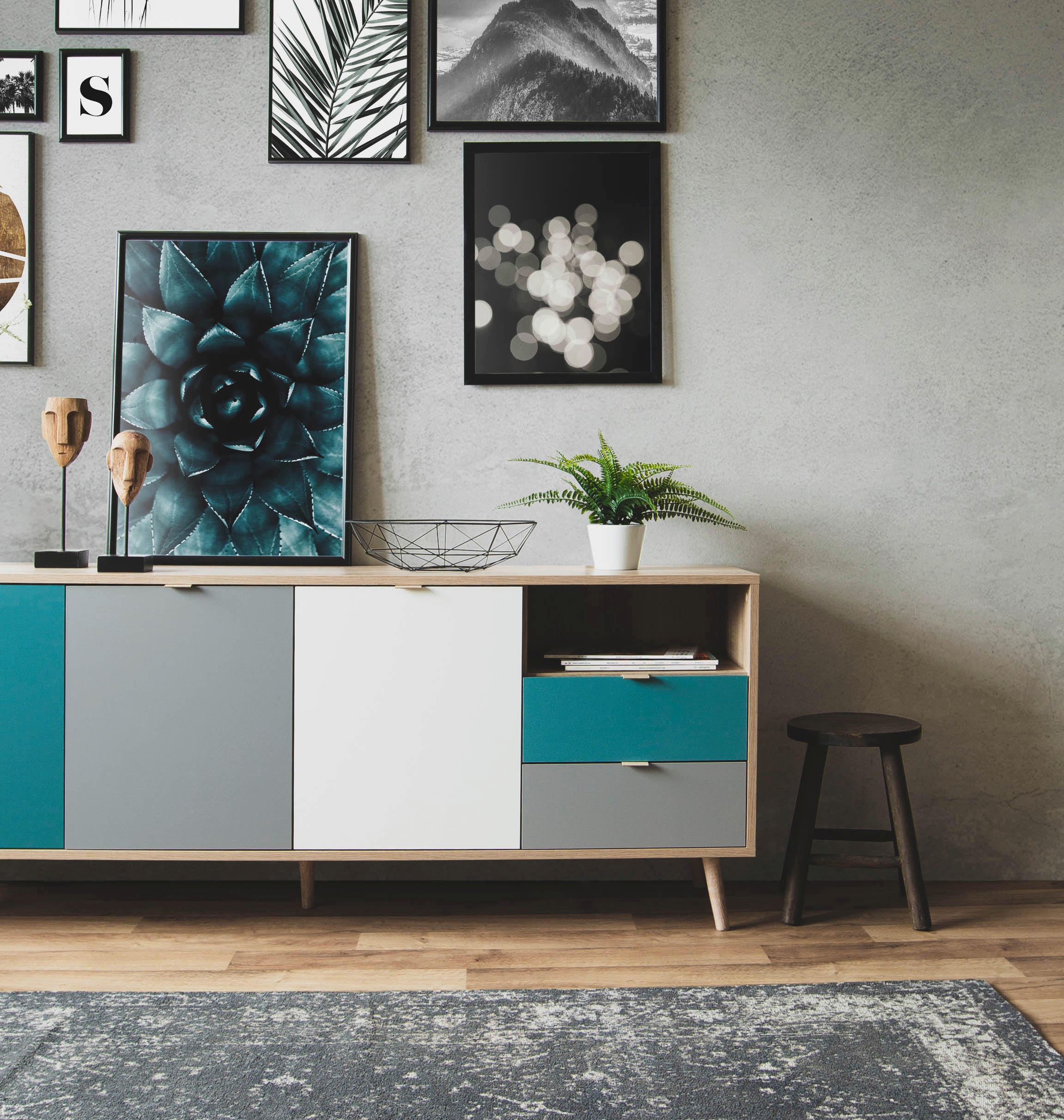 SIDEBOARD  in 180/71/40 cm  - Eichefarben/Petrol, Trend, Holzwerkstoff (180/71/40cm) - MID.YOU