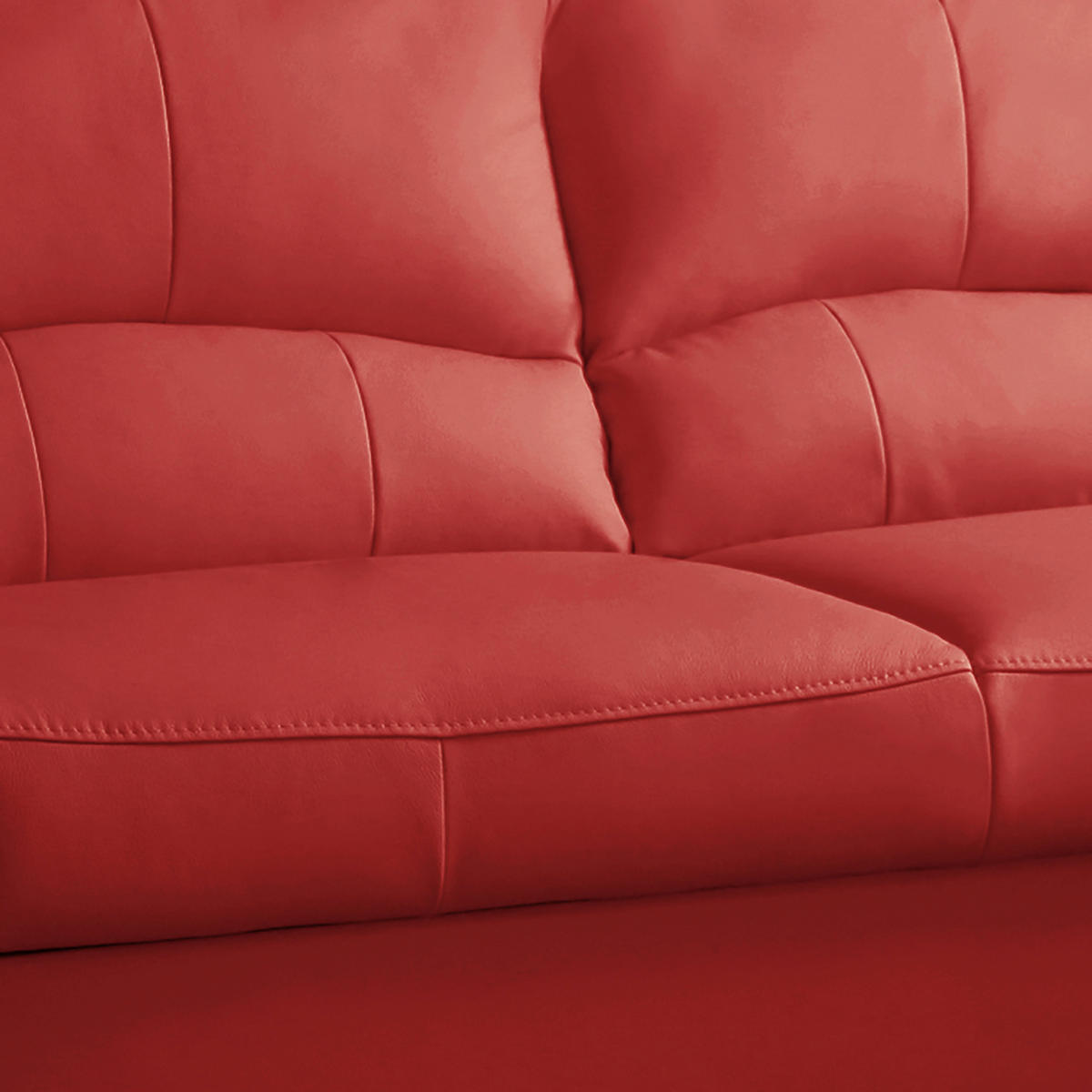 ECKSOFA in Lederlook Echtleder Rot  - Rot/Schwarz, Design, Leder/Kunststoff (227/168cm) - Livetastic