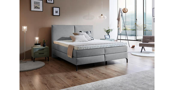 BOXSPRINGBETT 180/200 cm  in Grau  - Schwarz/Grau, KONVENTIONELL, Textil/Metall (180/200cm) - Dieter Knoll