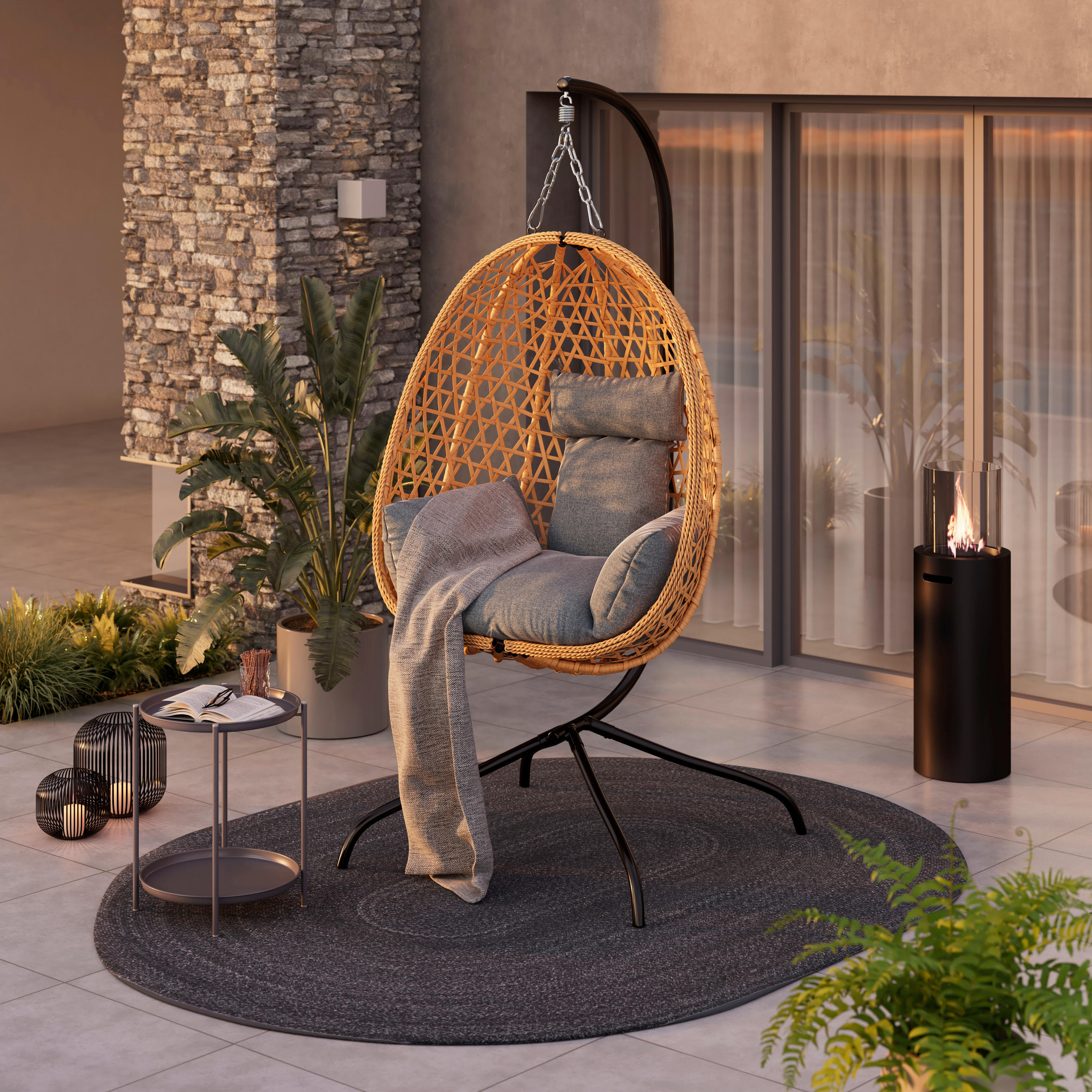 AMBIA GARDEN Hngesessel mit Gestell & Kissen