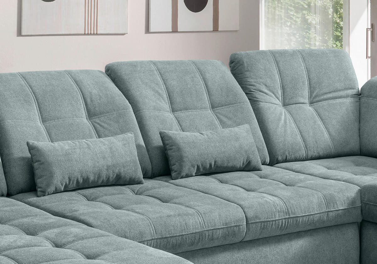 WOHNLANDSCHAFT in Chenille Blau  - Blau/Schwarz, Modern, Textil/Metall (184/387/252cm) - Livetastic