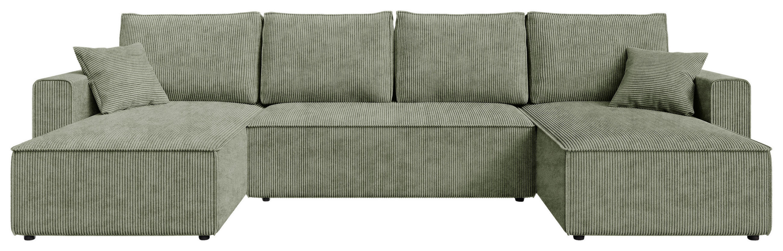 WOHNLANDSCHAFT Salbeigrün Cord  - Salbeigrün/Schwarz, KONVENTIONELL, Kunststoff/Textil (140/305/140cm) - Carryhome