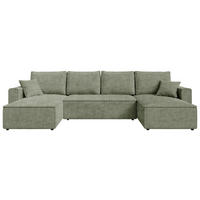 WOHNLANDSCHAFT Salbeigrün Cord  - Salbeigrün/Schwarz, KONVENTIONELL, Kunststoff/Textil (140/305/140cm) - Carryhome