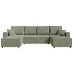 WOHNLANDSCHAFT  in Cord Salbeigrün  - Salbeigrün/Schwarz, KONVENTIONELL, Kunststoff/Textil (140/305/140cm) - Carryhome