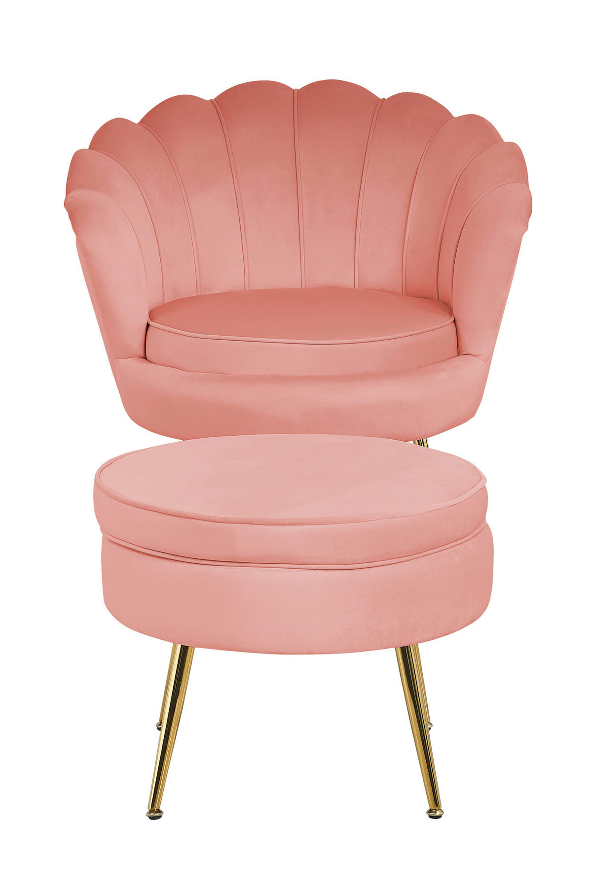 SESSEL in Samt Rosa  - Goldfarben/Rosa, MODERN, Textil/Metall (76/78/76cm) - Livetastic