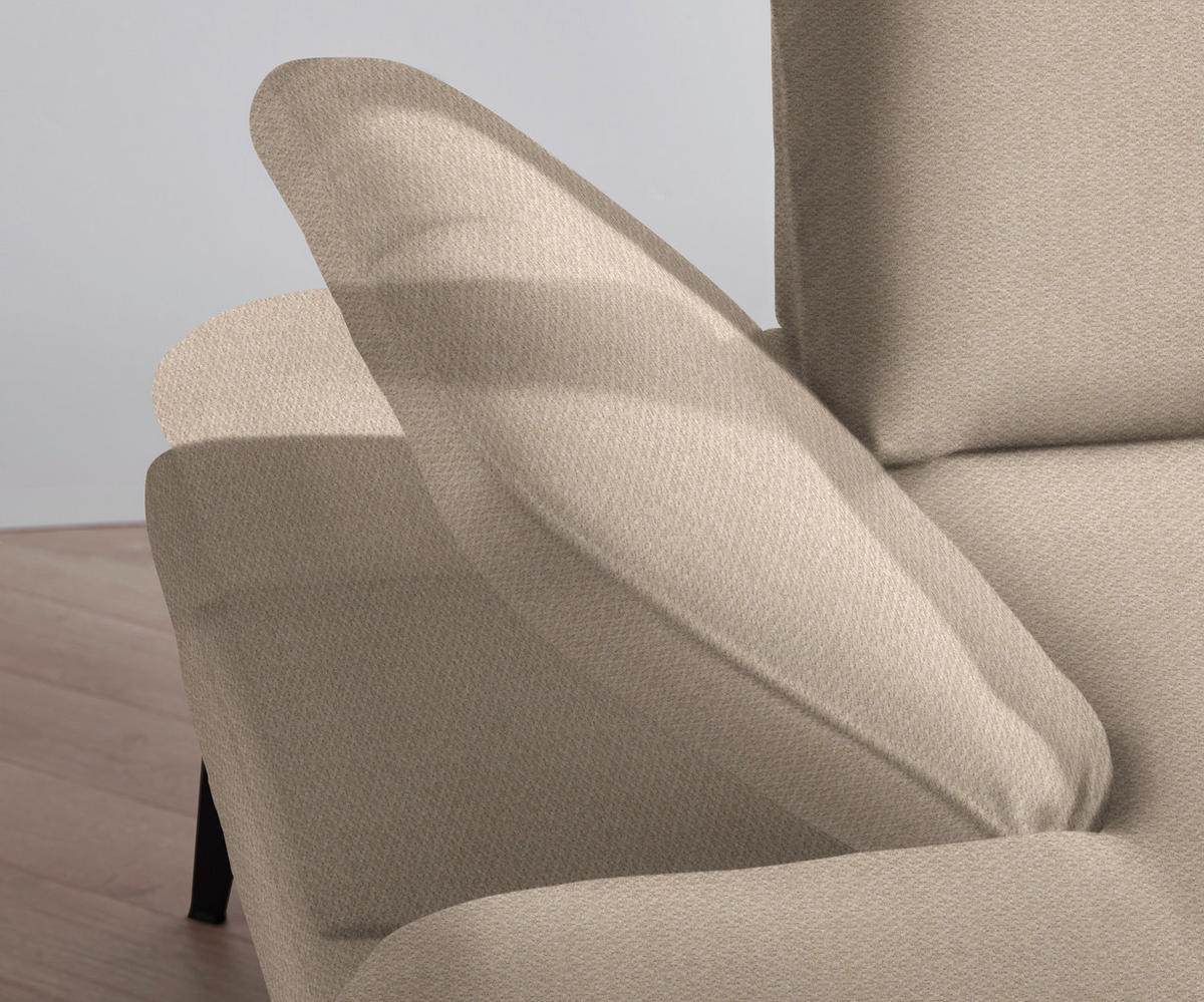 ECKSOFA in Chenille Creme  - Creme/Schwarz, Design, Textil/Metall (289/180cm) - Stylife