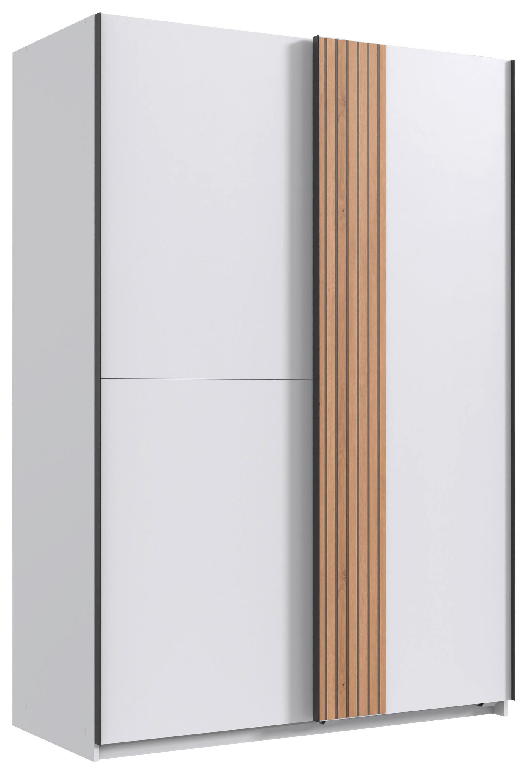GARDEROB MED SKJUTDÖRRAR 135/199/58 cm 2-dörrar - vit/svart, Design, metall/trämaterial (135/199/58cm) - Best Price
