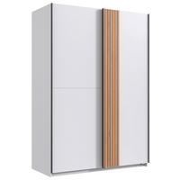 GARDEROB MED SKJUTDÖRRAR 135/199/58 cm 2-dörrar - vit/svart, Design, metall/trämaterial (135/199/58cm) - Best Price