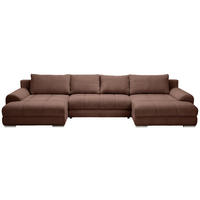 WOHNLANDSCHAFT Dunkelbraun Cord  - Chromfarben/Dunkelbraun, KONVENTIONELL, Kunststoff/Textil (180/376/180cm) - Carryhome