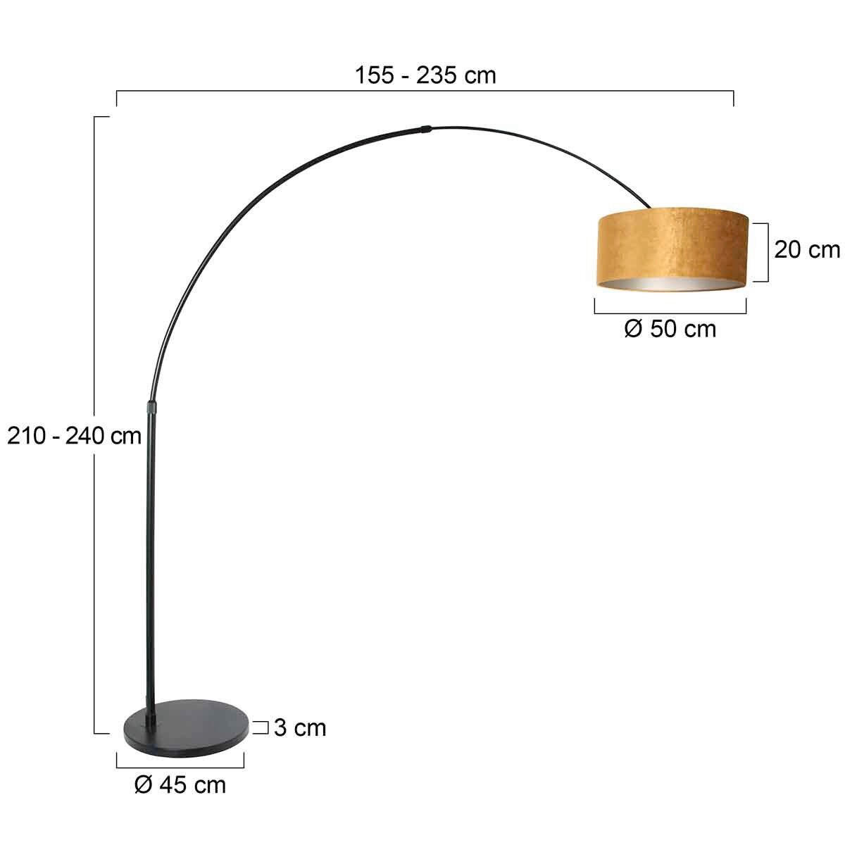 STEHLEUCHTE SPARKLED LIGHT 50/240/230 cm  - Goldfarben/Schwarz, Trend, Leder/Metall (50/240/230cm)