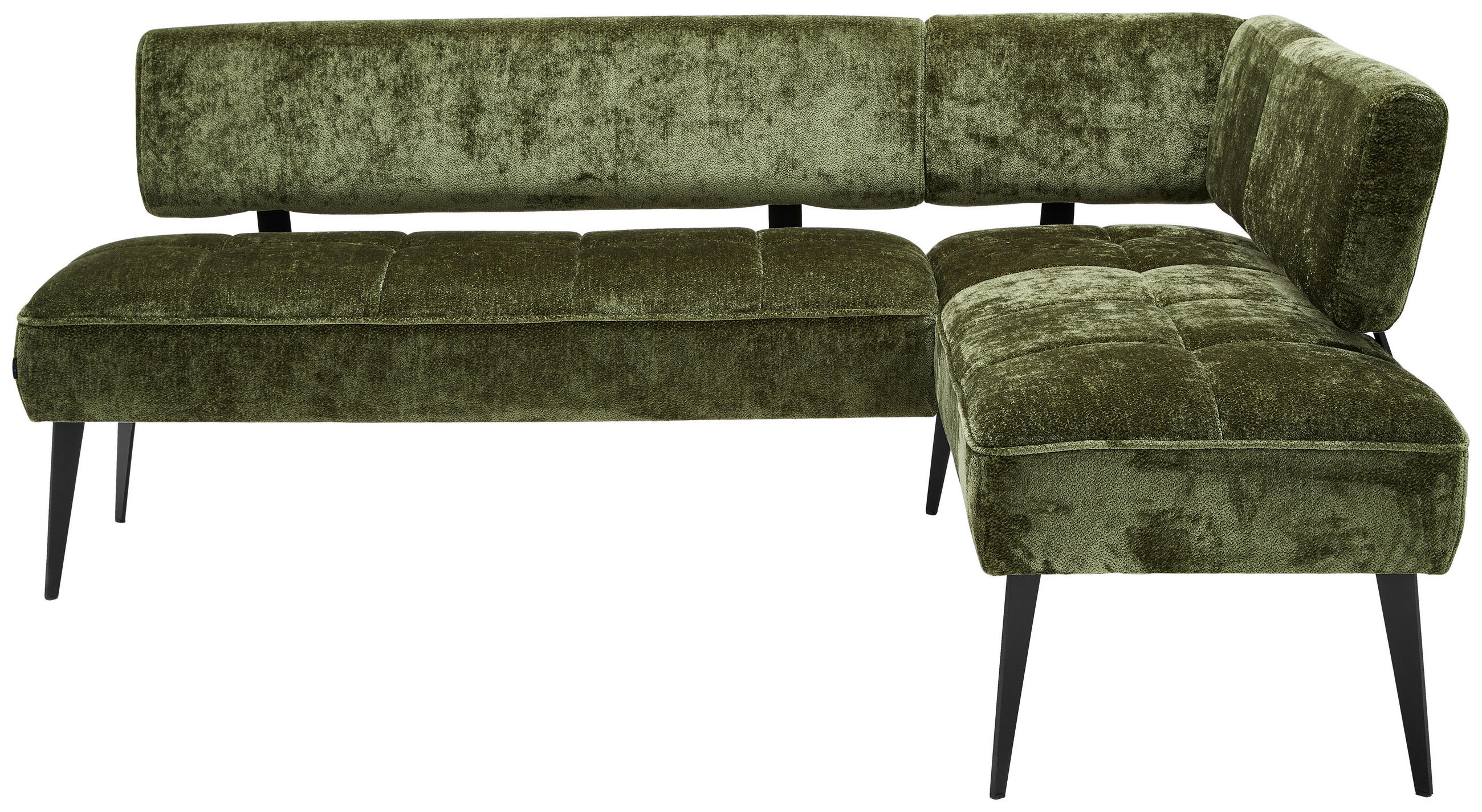 ECKBANK 212/162 cm Webstoff Olivgrün Metall   - Schwarz/Olivgrün, MODERN, Textil/Metall (212/162cm) - Welnova