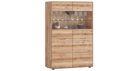 HIGHBOARD  100/145/40 cm  - Wildeiche, KONVENTIONELL, Glas/Holz (100/145/40cm) - Linea Natura