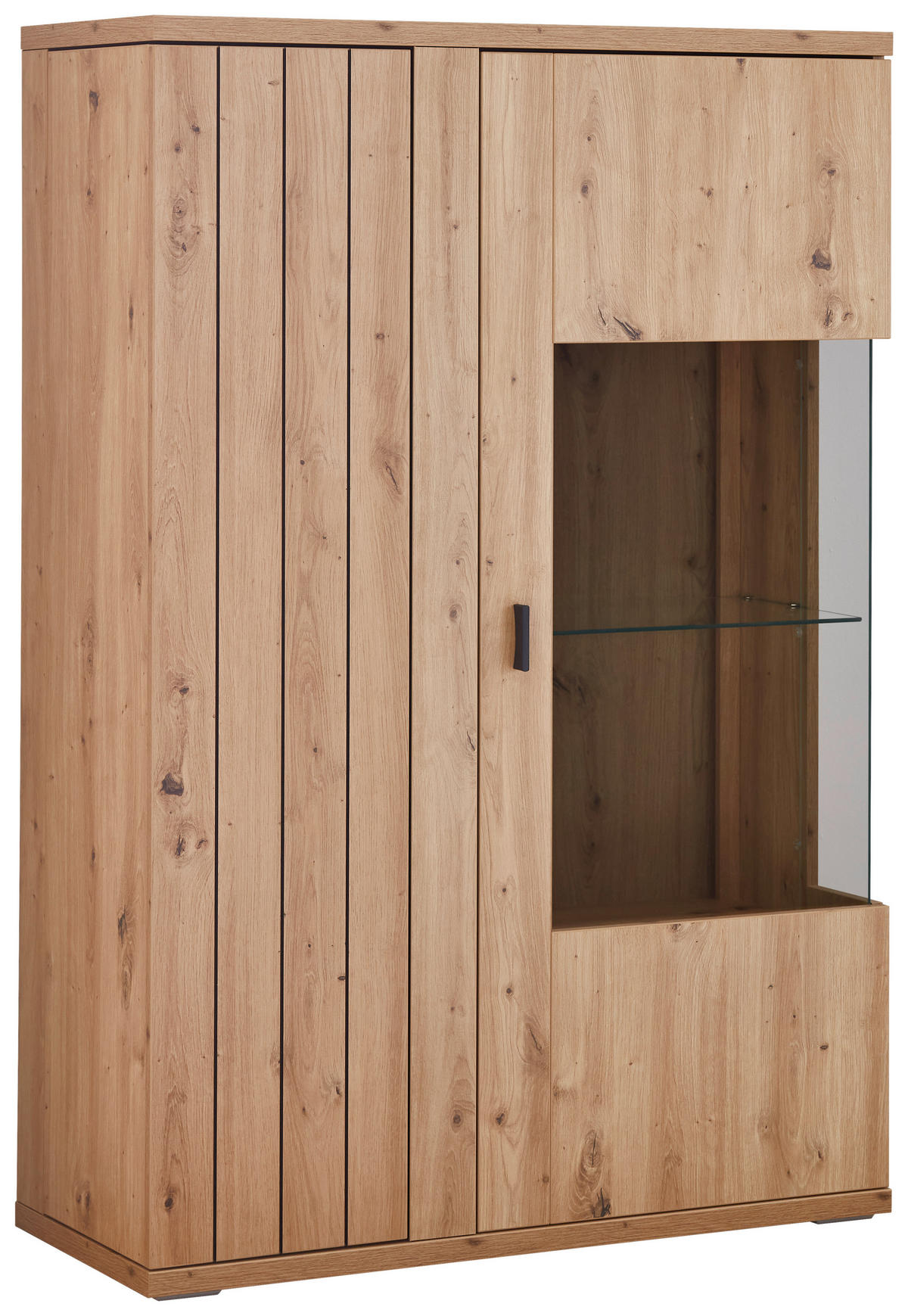 HIGHBOARD Eiche Artisan  95,1/140,9/40,2 cm  - Schwarz/Eiche Artisan, Konventionell, Glas/Holzwerkstoff (95,1/140,9/40,2cm) - Cantus