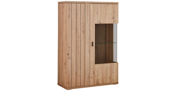 HIGHBOARD Eiche Artisan  95,1/140,9/40,2 cm  - Schwarz/Eiche Artisan, KONVENTIONELL, Glas/Holzwerkstoff (95,1/140,9/40,2cm) - Cantus