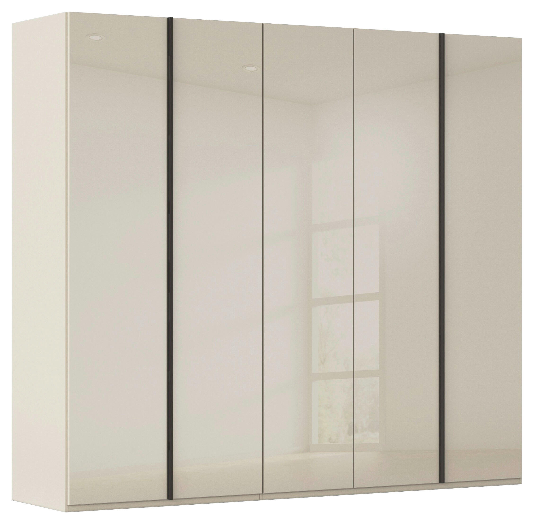 DREHTÜRENSCHRANK 251/223/61 cm,  in Champagner, 5-türig  - Champagner/Graphitfarben, Basics, Glas/Holzwerkstoff (251/223/61cm) - Novel