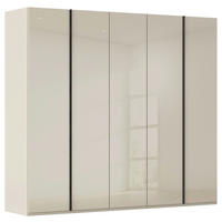 DREHTÜRENSCHRANK 251/235/61 cm,  in Champagner, 5-türig  - Champagner/Graphitfarben, Basics, Glas/Holzwerkstoff (251/235/61cm) - Novel