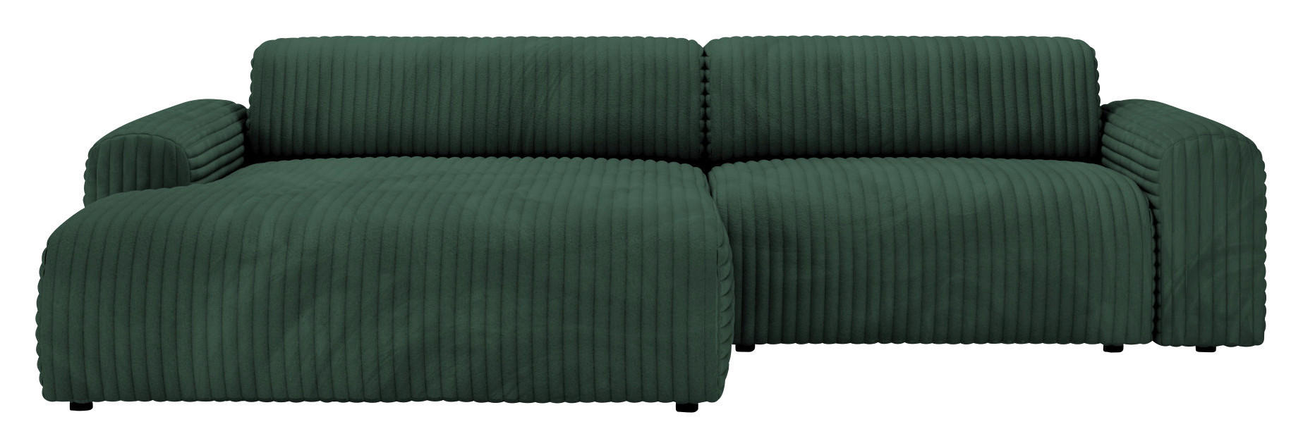ECKSOFA in Cord Waldgrün  - Waldgrün/Schwarz, Design, Kunststoff/Textil (178/292cm) - Livetastic