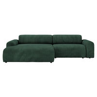 ECKSOFA in Cord Waldgrün  - Waldgrün/Schwarz, Design, Kunststoff/Textil (178/292cm) - Livetastic
