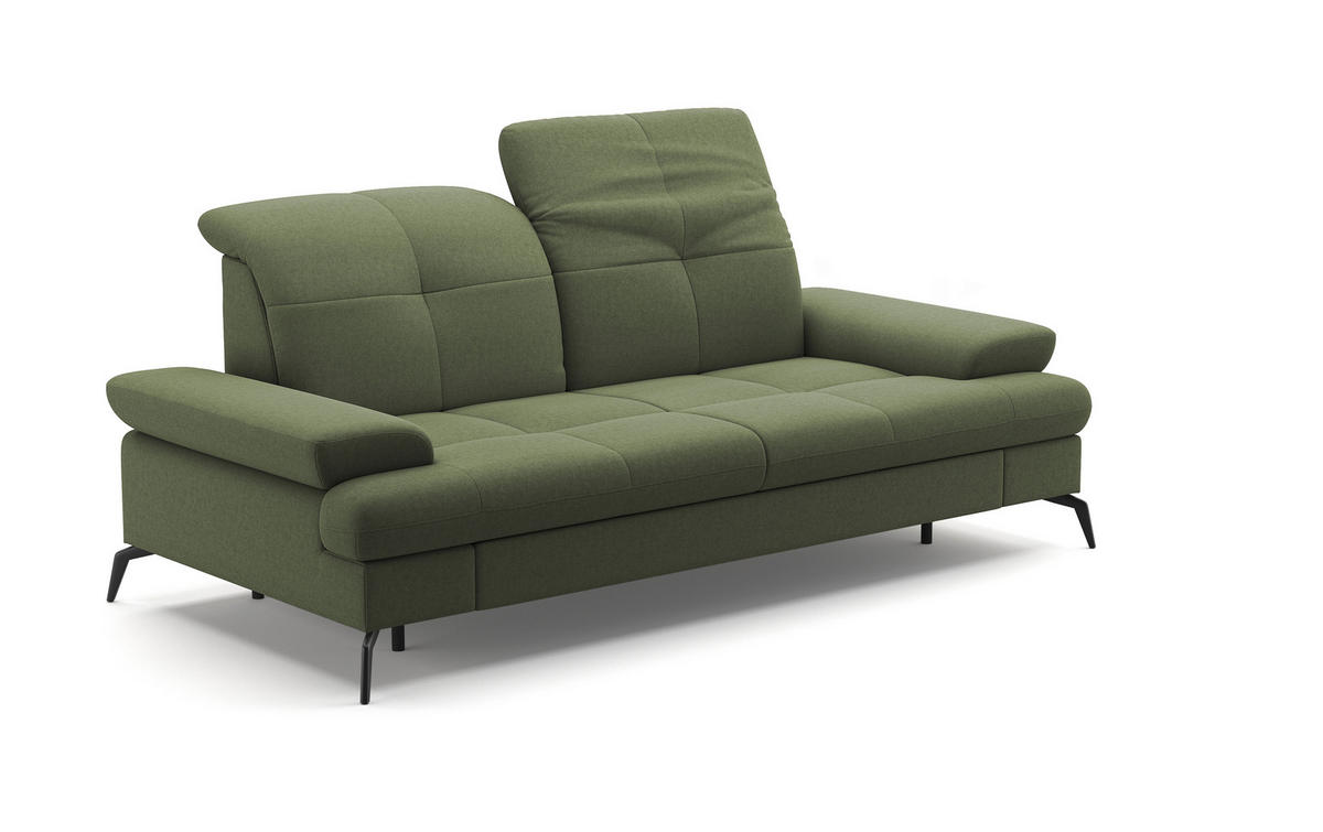 2,5-SITZER in Flachgewebe Olivgrün  - Schwarz/Olivgrün, Konventionell, Textil/Metall (202/90/122cm) - Sit & More