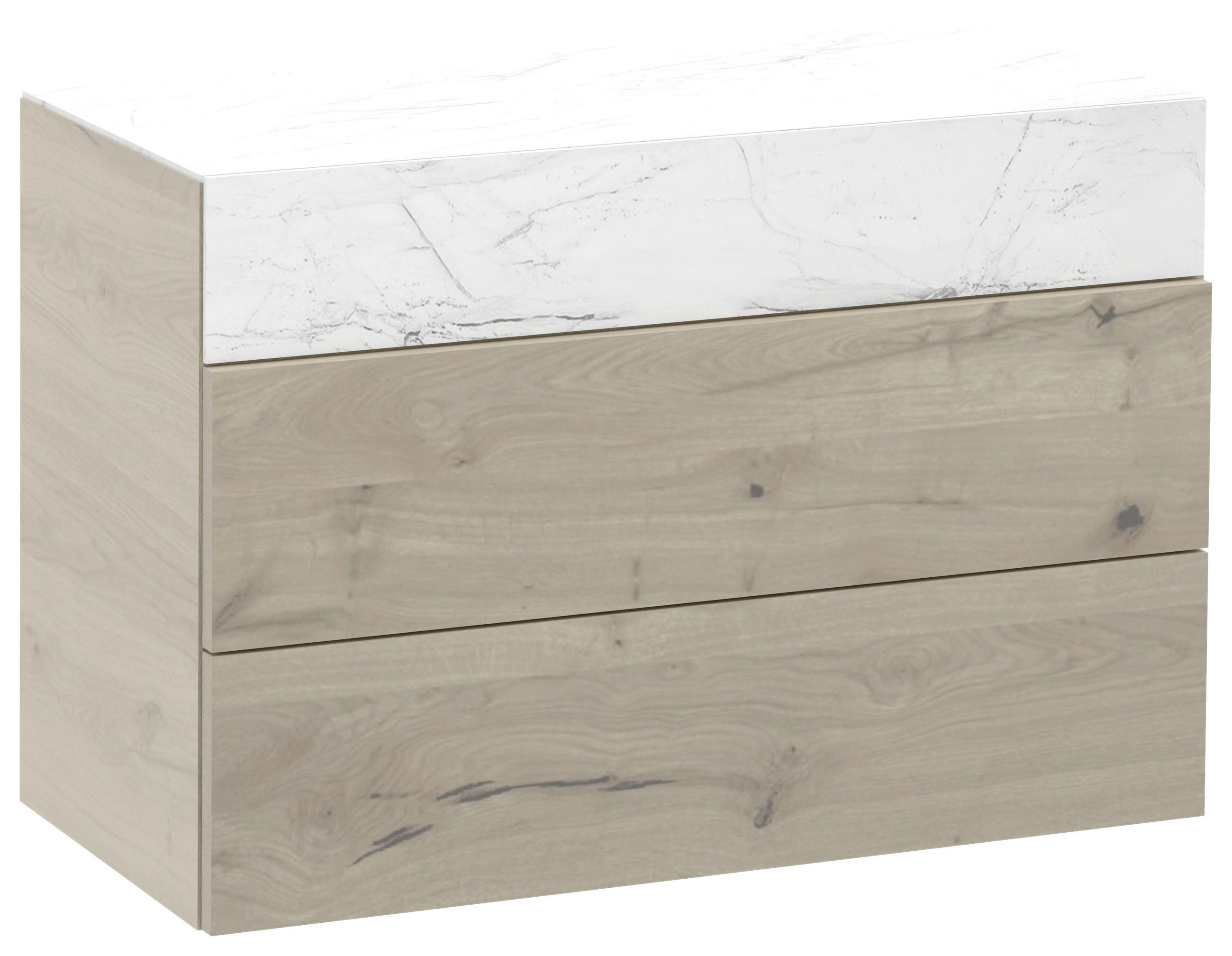 HÄNGEELEMENT Eiche furniert, mehrschichtige Massivholzplatte (Tischlerplatte) Weiß, Eichefarben  - Eichefarben/Weiß, Natur, Glas/Holz (96/64/42,6cm) - Voglauer