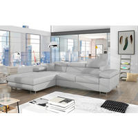 ECKSOFA  in Samt Hellgrau  203/289 cm  - Chromfarben/Hellgrau, Design, Textil/Metall (203/289cm) - MID.YOU