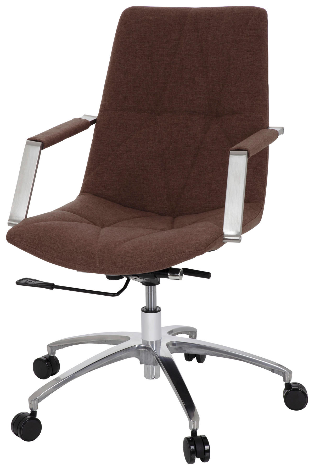 VRTLJIVI STOL tekstil rjava  - barve aluminija/rjava, Moderno, kovina/umetna masa (57/100/75cm) - MID.YOU