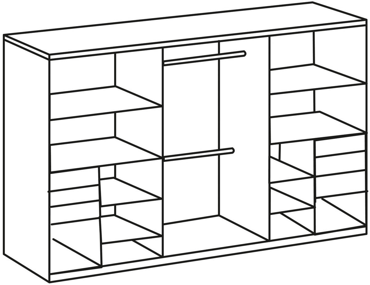 SCHWEBETÜRENSCHRANK in Graphitfarben, Schwarz  - Schwarz/Graphitfarben, Design, Glas/Holzwerkstoff (270/208/64cm) - Carryhome