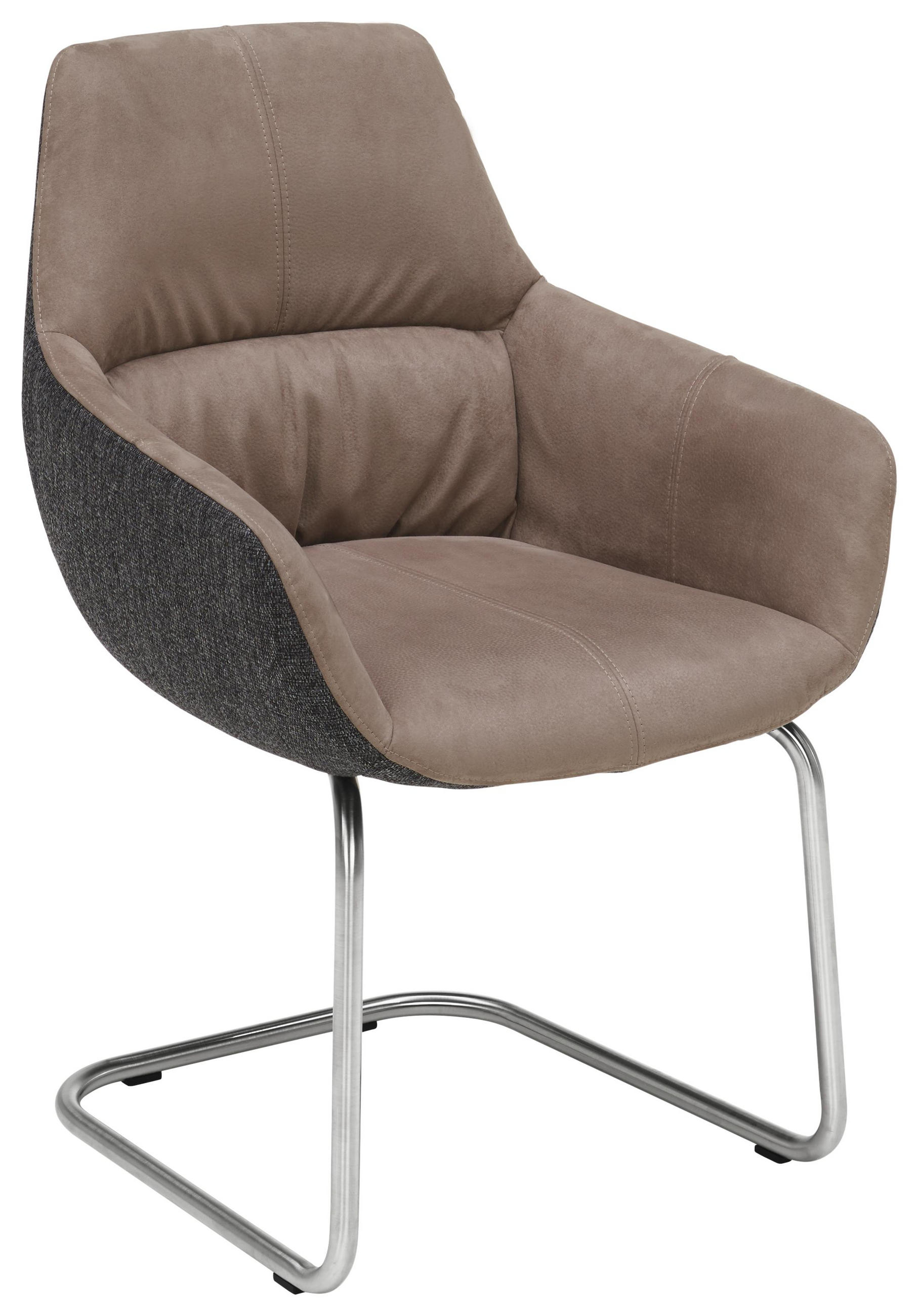 Armlehnstuhl in Anthrazit, Edelstahlfarben, Fango