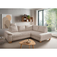 ECKSCHLAFSOFA Positano  mit Liegefunktion, Rücken echt, Armteil links Struktur Creme  - Wildeiche/Creme, MODERN, Holz/Textil (265/206cm) - Livetastic