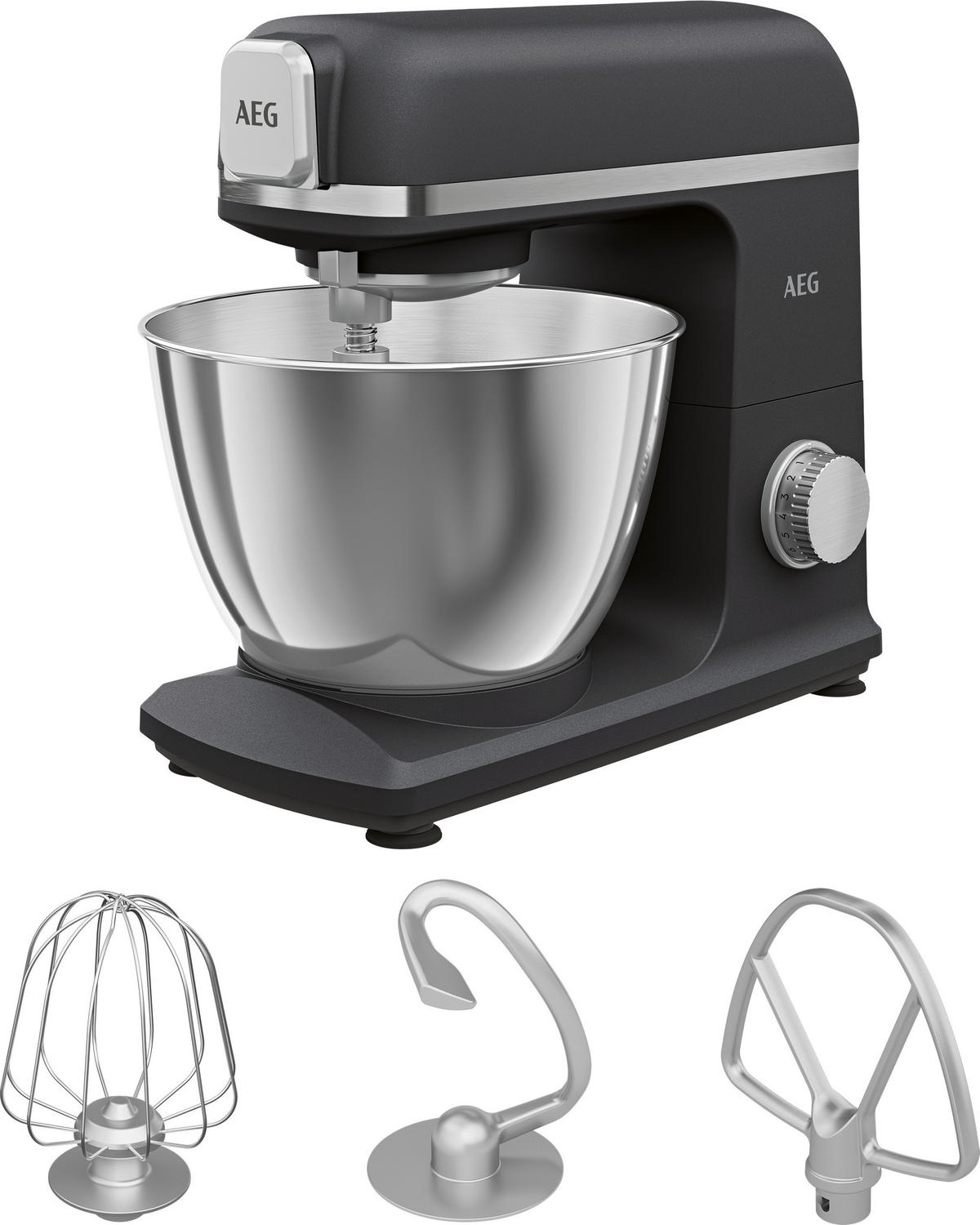 KÜCHENMASCHINE Deli 5 KM5-1-4BPT  - Edelstahlfarben/Schwarz, Basics, Kunststoff/Metall (24,5/33,0/38,0cm) - AEG