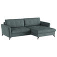 ECKSOFA in Flachgewebe, Leinenoptik Blau  - Blau/Schwarz, Design, Textil/Metall (242/170cm) - Xora