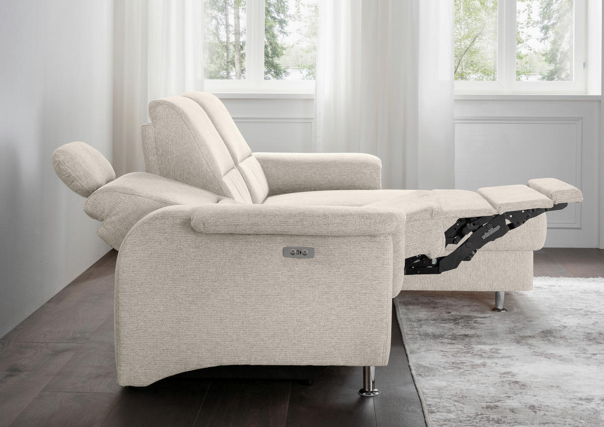 ECKSOFA in Chenille Beige  - Chromfarben/Beige, Modern, Textil/Metall (231/165cm) - Livetastic