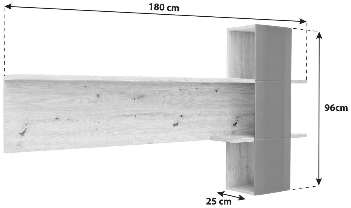 WANDBOARD in 180/96/25 cm Anthrazit, Eichefarben  - Eichefarben/Anthrazit, Design, Holzwerkstoff (180/96/25cm) - Livetastic